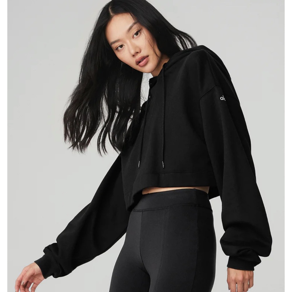 ALO black cropped hoodie